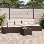 vidaXL Ensemble de canapé de jardin avec coussin 5 Pièces Marron  Crème