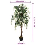 vidaXL Glycine artificielle 1260 feuilles 180 cm vert et blanc