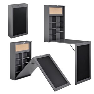 Table murale pliable bureau mural rabattable MDF 156 cm gris 03_0004359