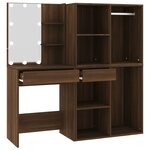 vidaXL Coiffeuse à LED avec armoires Chêne marron Bois d'ingénierie