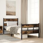 vidaXL Cadre de lit en métal sans matelas chêne fumé 107x203 cm