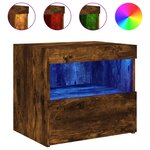 vidaXL Table de chevet avec lumières LED chêne fumé 50x40x45 cm