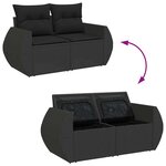 vidaXL Salon de jardin 4 Pièces avec coussins noir résine tressée