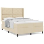 vidaXL Lit à ressorts avec matelas Crème 160 x 200 cm tissu