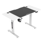 Bureau table poste de travail électrique à hauteur réglable assis debout avec 4 roulettes 120 x 60 cm blanc 03_0009079