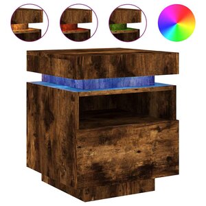 vidaXL Armoire de chevet avec lumières LED chêne fumé 40x39x48 5 cm