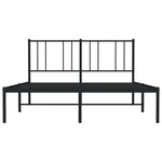 vidaXL Cadre de lit métal avec tête de lit noir 150x200 cm