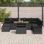 vidaXL Ensemble de canapé de jardin avec coussin 9 Pièces Noir