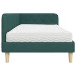 vidaXL Cadre de lit d'angle avec matelas Vert foncé 100 x 200 cm tissu