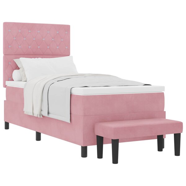 vidaXL Lit à ressorts avec tête de lit Rose 200 x 90 cm Velours