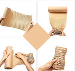 2 rouleaux de papier kraft en nid d’abeille 20cm x 100m linéaires emballage écologique pour protection  rembourrage  emballage cadeaux  déménagement  remplace le film bulles