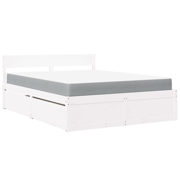 vidaXL Lit avec tiroirs et matelas blanc 160x200 cm bois massif de pin