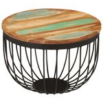 vidaXL Table basse Ø50x35 cm bois de récupération massif et acier