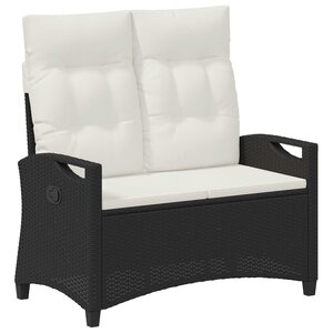 vidaXL Banc de jardin avec oreiller Noir et Crème 105 x 60 x 112 cm