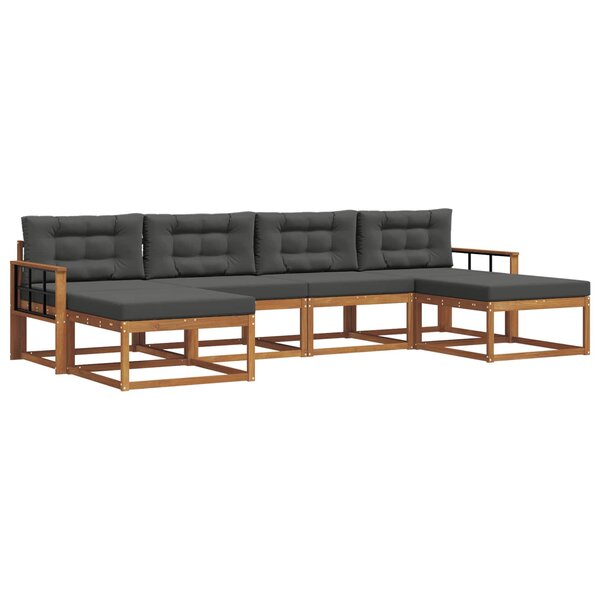 vidaXL Ensemble de canapés d'extérieur 6 pc Naturel et Anthracite
