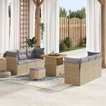 vidaXL Ensemble de Canapés de Jardin de 9 pièces avec Coussins Beige Poly Rattan Acacia
