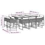 vidaXL Ensemble à manger de jardin 11 Pièces coussins noir résine tressée