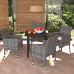 vidaXL Ensemble à manger de jardin coussins 5Pièces Résine tressée Gris