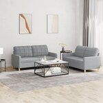 vidaXL Ensemble de canapés 2 Pièces avec coussins Gris clair Tissu