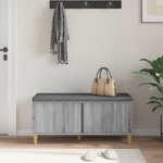 vidaXL Banc d'entrée avec coussin Gris Sonoma 100 x 38 x 46 cm