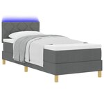 vidaXL Lit à ressort LED avec matelas Gris foncé 80 x 200 cm tissu
