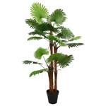 vidaXL Palmier Artificiel avec Feuilles en Éventail Vert