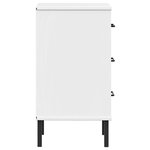 vidaXL Table de chevet avec pieds en métal Blanc Bois pin massif OSLO