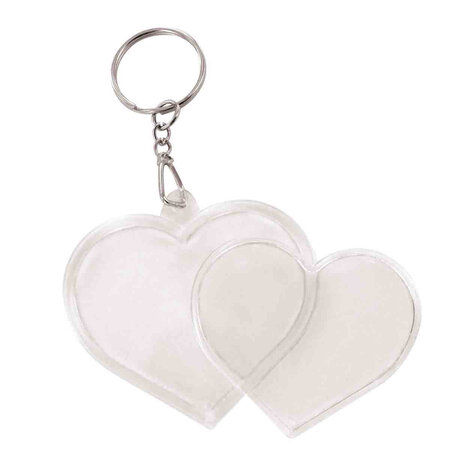 Porte-clés en plastique Coeur 4 8 cm 2 pièces