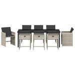 Ensemble de salle à manger jardin de 9 pièces avec coussins Gris clair Poly Rattan