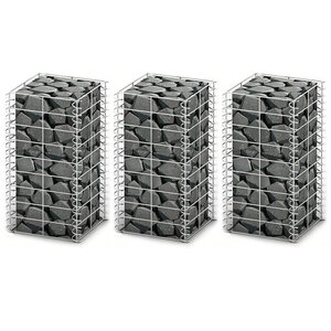 vidaXL Jeu de panier de gabion 3 Pièces Fil galvanisé 25 x 25 x 50 cm