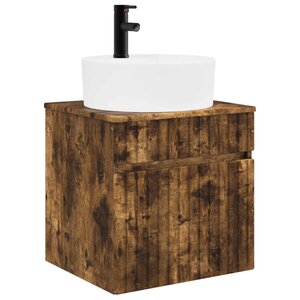 vidaXL Meuble de lavabo mural Chêne fumé 49 x 44 5 x 65 cm