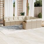 vidaXL Salon de jardin 11 Pièces avec coussins beige résine tressée