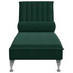 vidaXL Chaise longue de massage avec traversin vert foncé velours