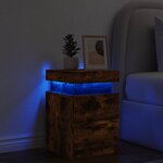 vidaXL Table de chevet avec lumières LED chêne fumé 35x39x55 cm