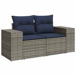 vidaXL Salon de jardin avec coussins 7 Pièces gris résine tressée acacia