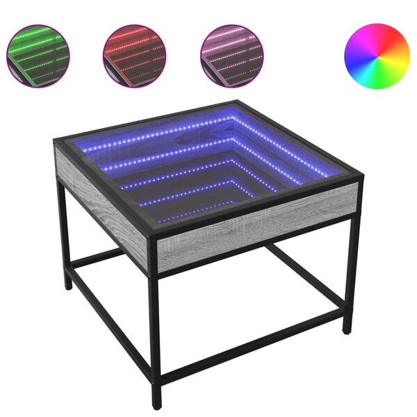 vidaXL Table basse avec LED Infinity sonoma gris 50x50x41 cm