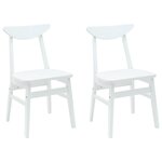 vidaXL Chaises de salle à manger 2 pc Bois de Caoutchouc Massif Blanc