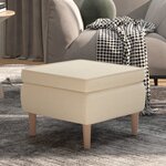 vidaXL Tabouret avec pieds en bois Crème Tissu