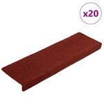 vidaXL Tapis d'escalier autocollants 20 pièces 65 x 21 x 4 cm Bordure rectangulaire rouge bordeaux