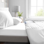 Drap housse 180 x 200 cm + 30 cm bonnet - microfibre - 82 g - Blanc