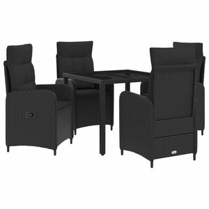 vidaXL Ensemble de repas extérieur 5 Pièces Noir 90 x 90 x 75 cm