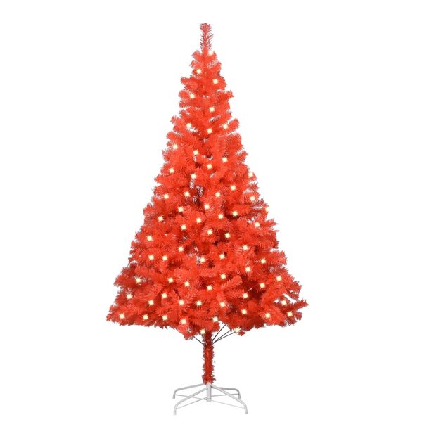 vidaXL Sapin de Noël artificiel pré-éclairé et support rouge 240cm PVC