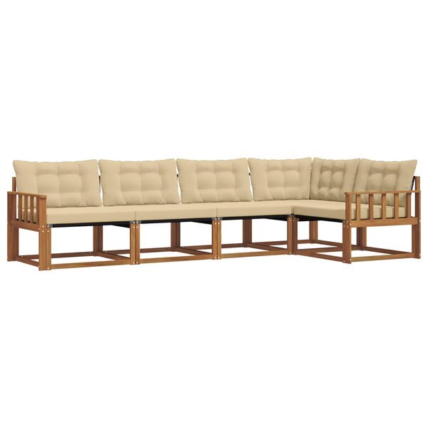 vidaXL Ensemble de canapés d'extérieur 5 pc Naturel et Beige