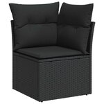 vidaXL Ensemble de canapé de jardin avec coussin 14 Pièces Noir polyrotin