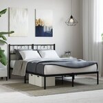 vidaXL Cadre de lit métal avec tête de lit noir 150x200 cm