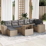 vidaXL Salon de jardin avec coussins 8 Pièces beige résine tressée