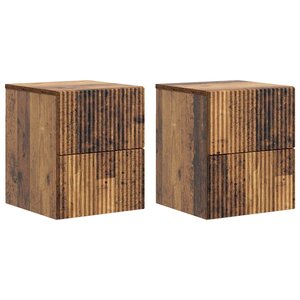 vidaXL Cabinet de chevet mural 2 Pièces Bois ancien 33 x 34 5 x 40 cm
