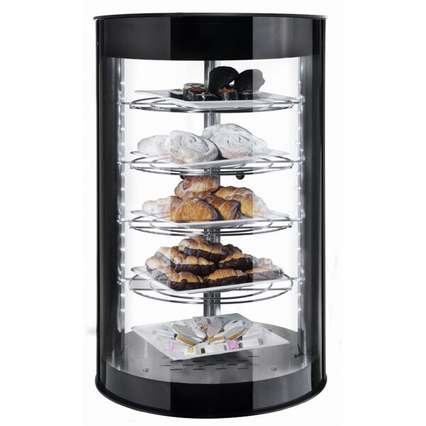 Vitrine chaude verticale 360° série dolce - 435x710 mm - sayl - sans éclairage led -  435x435x710mm