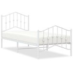 vidaXL Cadre de lit métal avec tête de lit/pied de lit blanc 90x200 cm