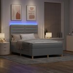 vidaXL Lit à ressort LED avec matelas Gris clair 140 x 190 cm tissu
